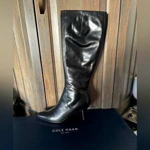 Cole Haan Black Leather Heeled Boots